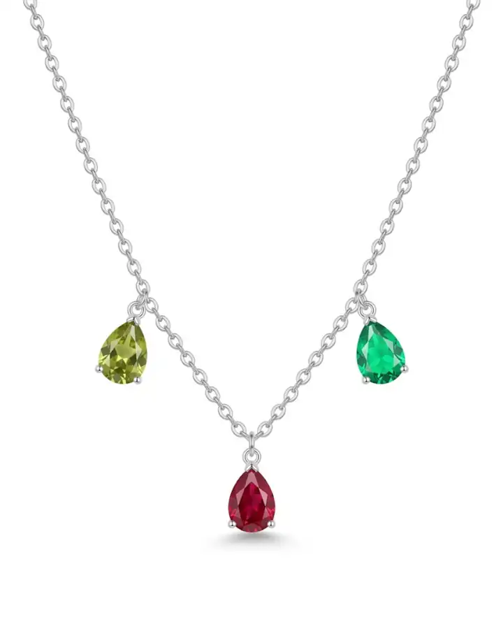 925 Gümüş | 3 Taşlı Birthstone Kolye