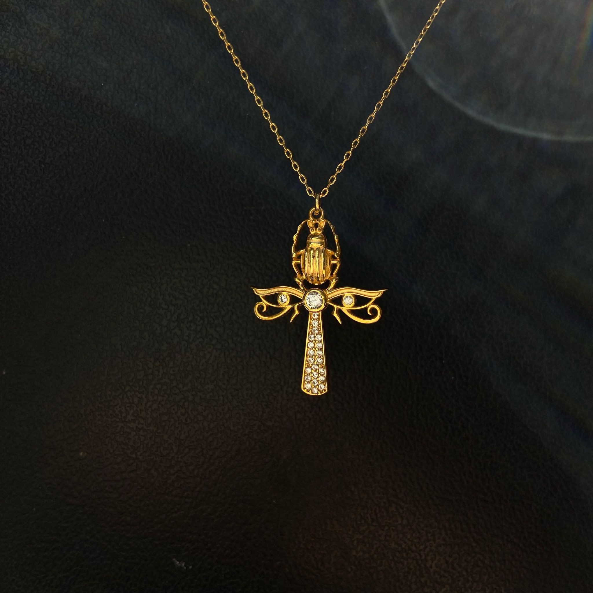 925 Gümüş | Scarab Ankh Kolye