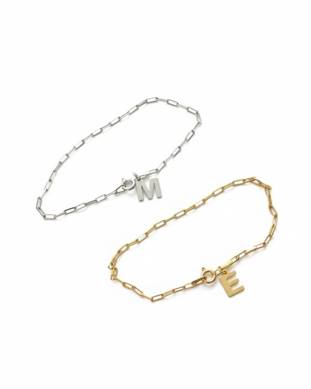 925 Gümüş | Harfli Ataç Çift Bileklik