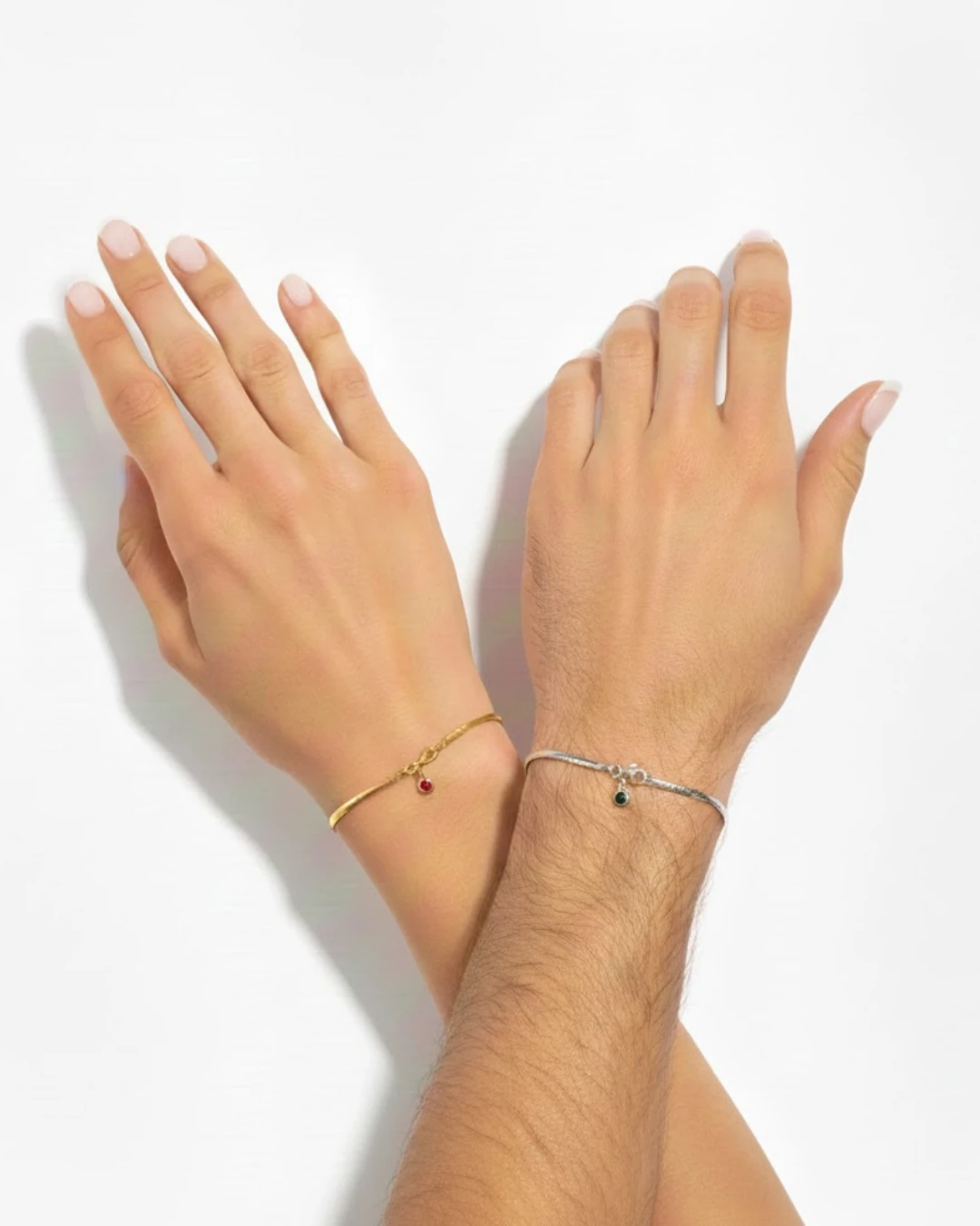 925 Gümüş | Doğum Ayı Taşlı Balık Sırtı Çift Bileklik