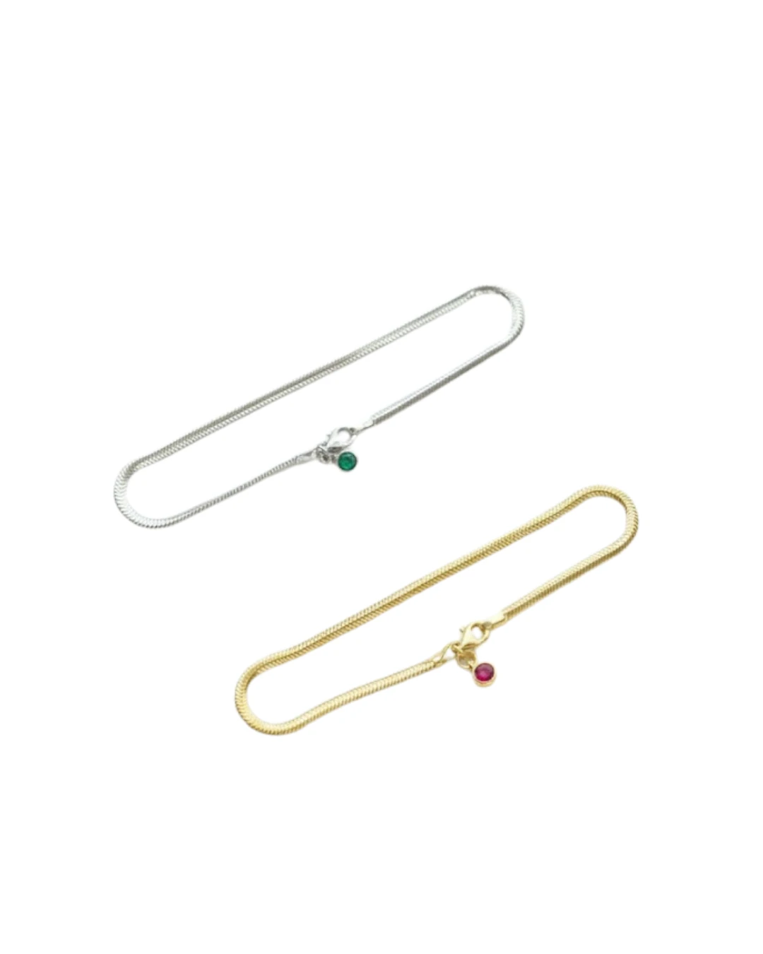 925 Gümüş | Doğum Ayı Taşlı Balık Sırtı Çift Bileklik