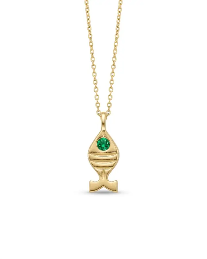 925 Gümüş | Birthstone Fish Kolye