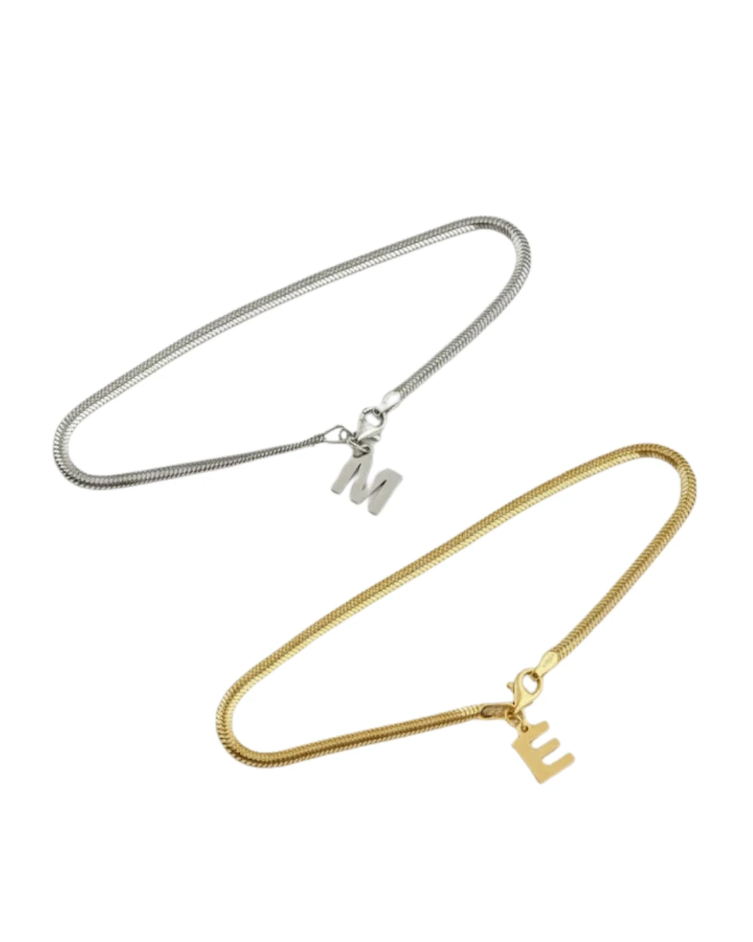 925 Gümüş | Harfli Balık Sırtı Çift Bileklik