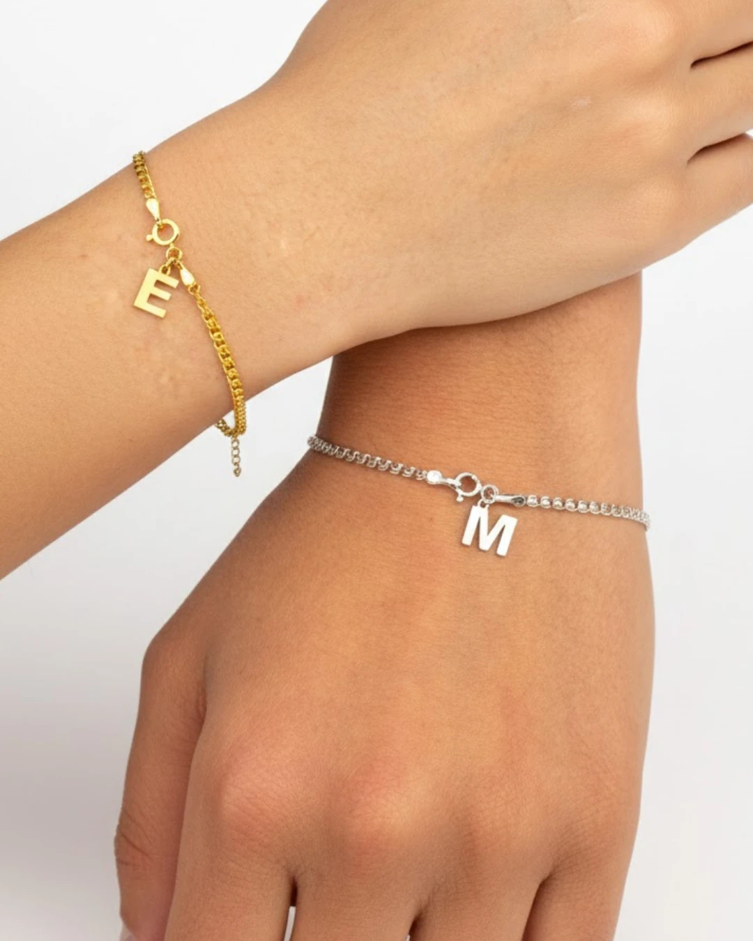 925 Gümüş | Harfli Bismak Çift Bileklik