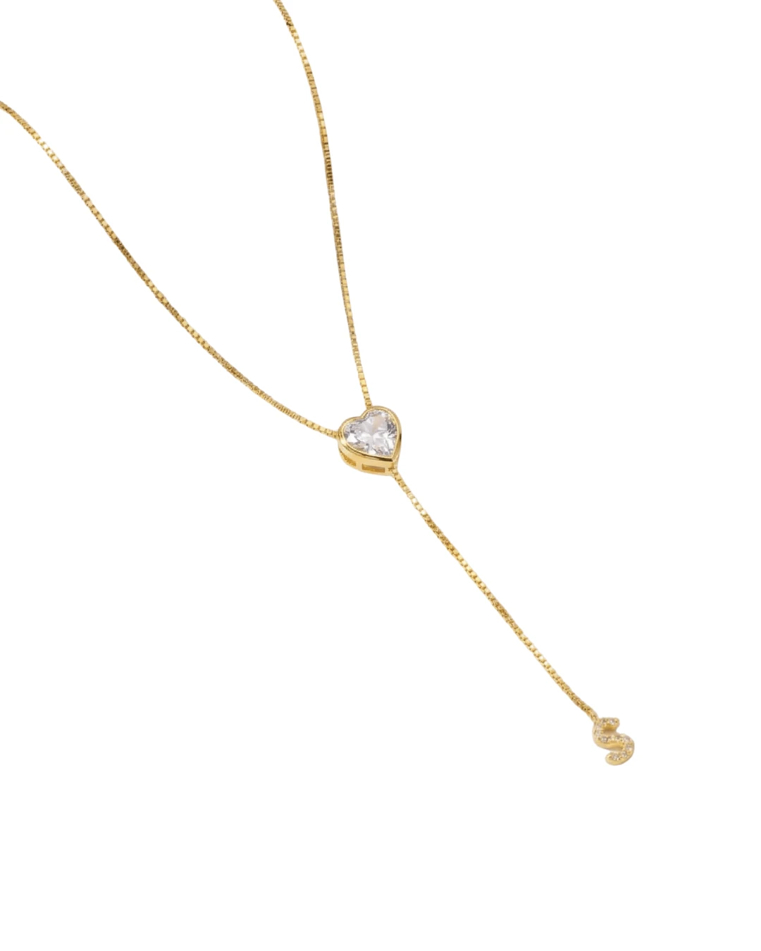 925 Gümüş | Beyaz Taşlı Kalpli Sallantılı Harf Kolye