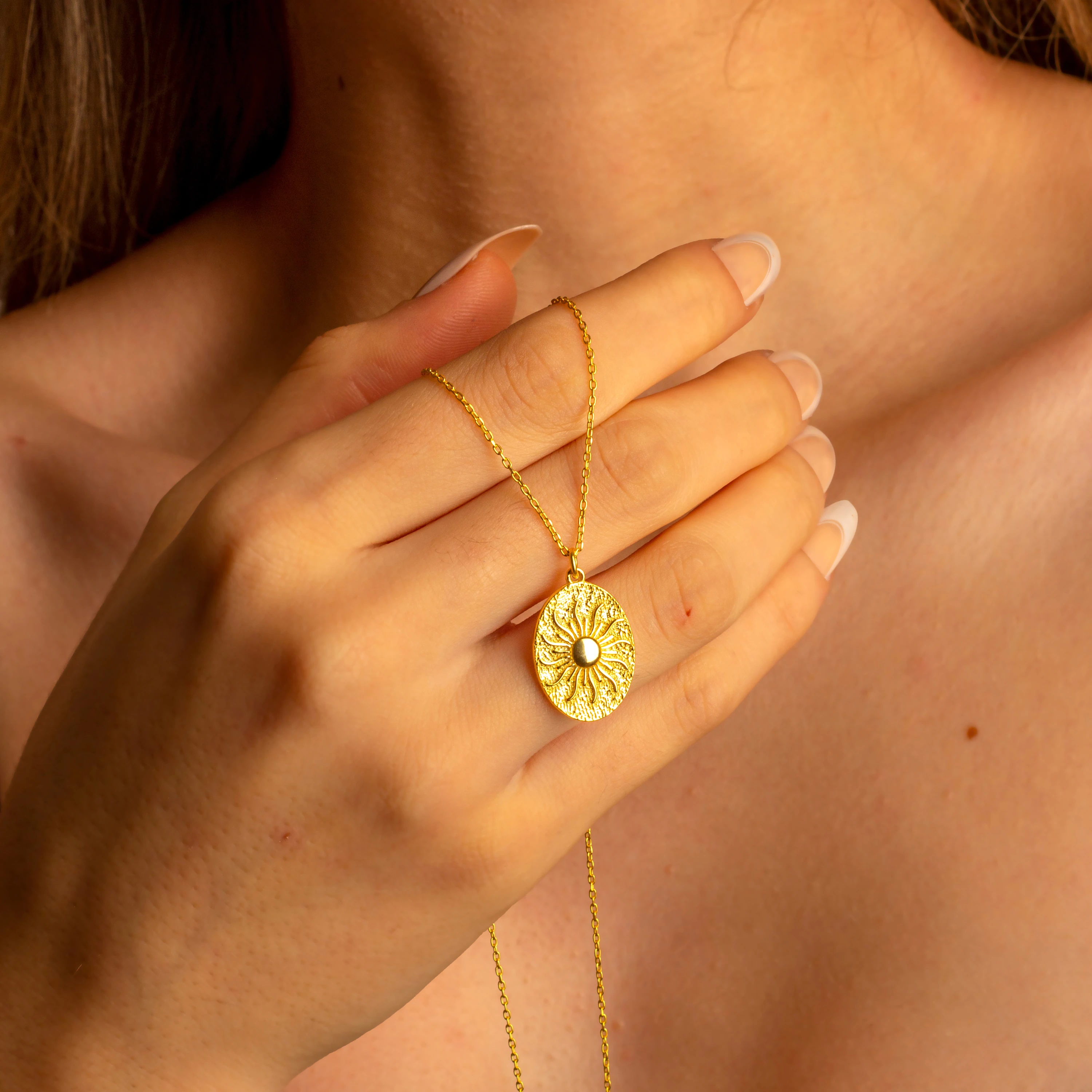 925 Gümüş | Güneş Vintage Madalyon Kolye