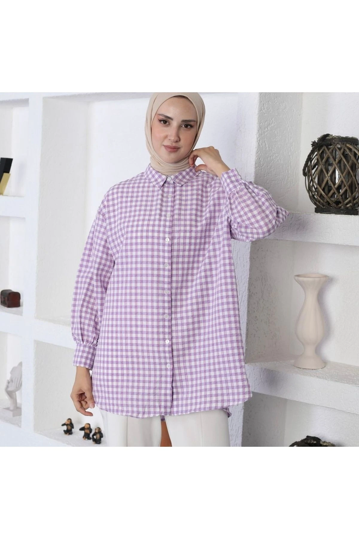 Kareli Kadın Gömlek