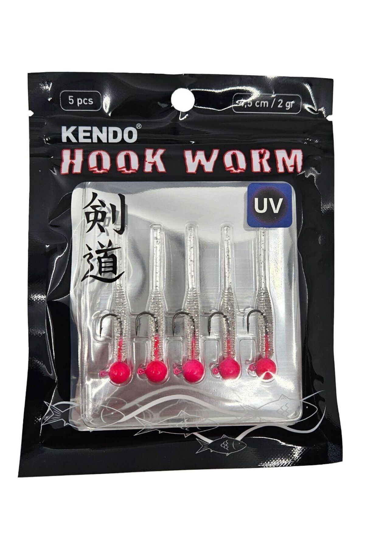 Hook Worm Jighead+Lrf Silikonu 2gr+4.5cm 5 Adet-Head Pink+Silver Glitter