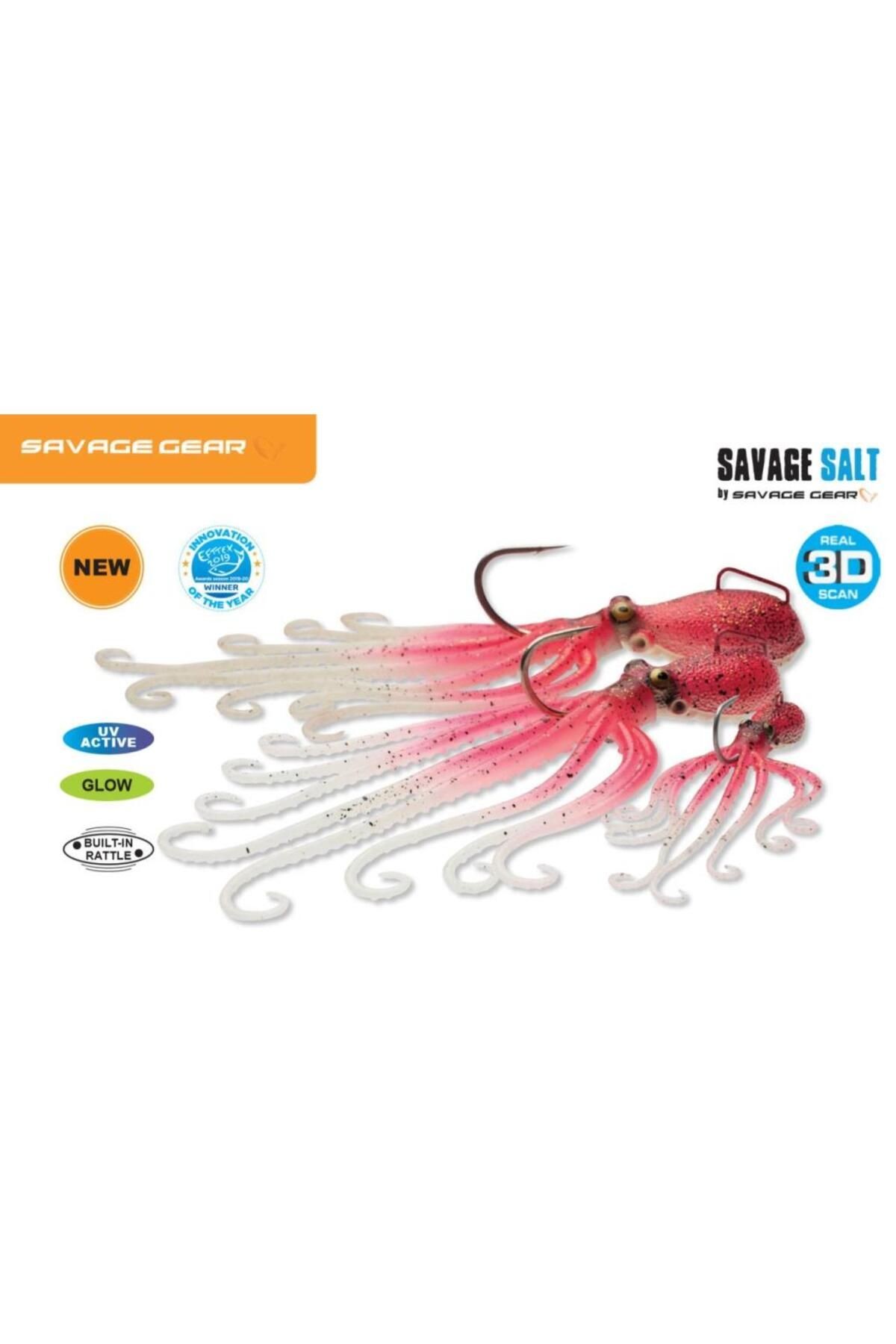 3d Octopus Ahtapot Silikon 120g 16cm Jigging Suni Yem Uv Pink Glow