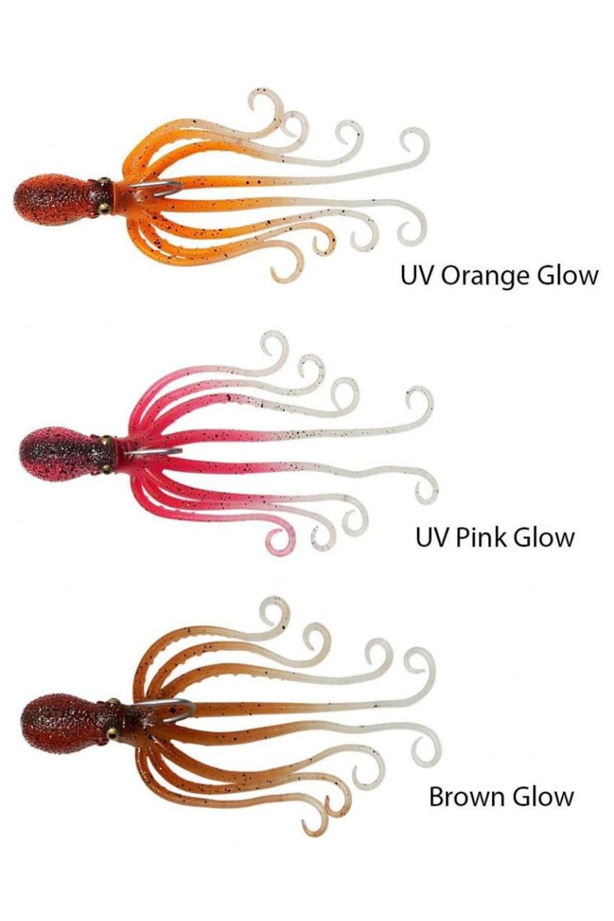 3d Octopus Ahtapot Silikon 120g 16cm Jigging Suni Yem Uv Pink Glow