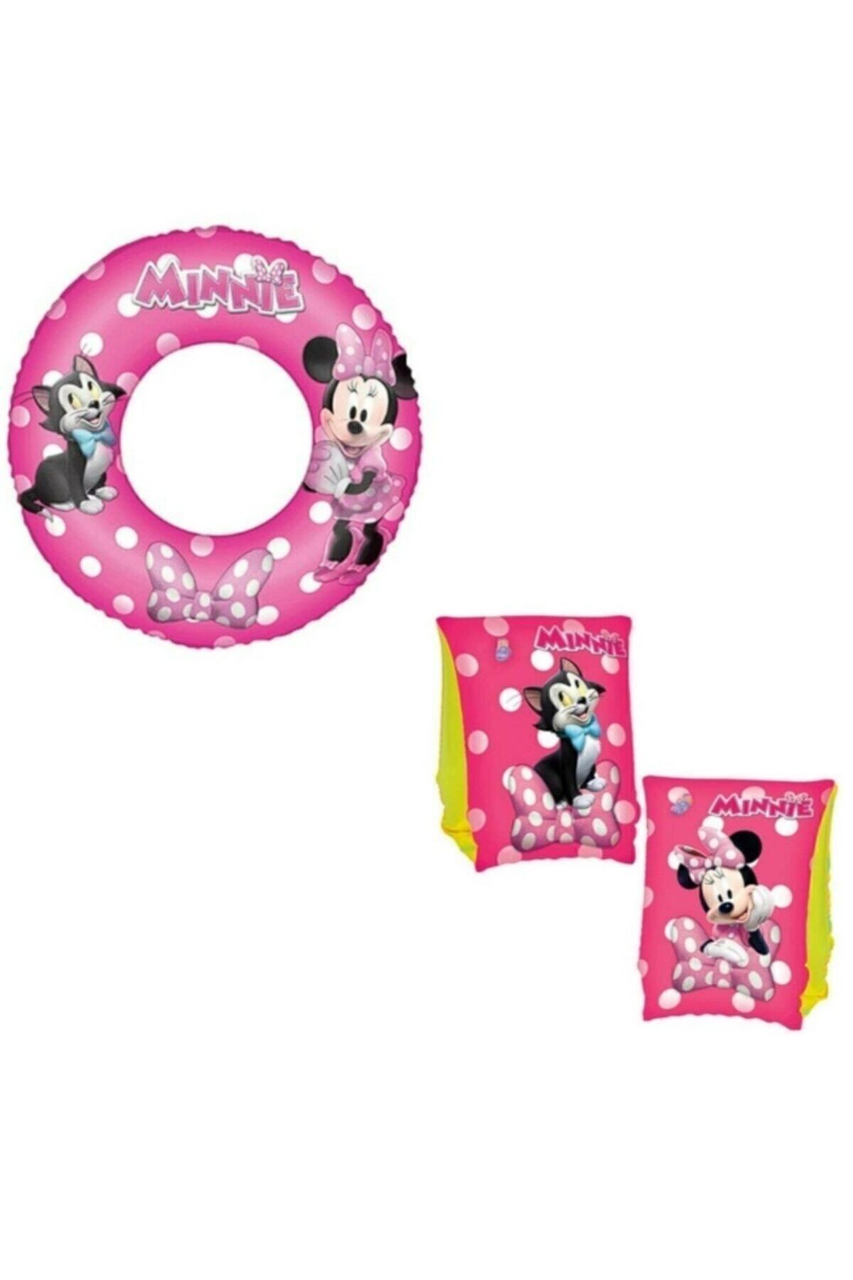 Minnie Mouse Simit 56 Cm + Minnie 25cm Çocuk Kolluk 2li Takım