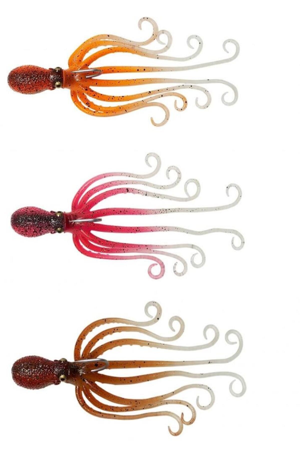 3d Octopus Ahtapot Silikon 35g 10cm Jigging Suni Yem Uv Pink Glow