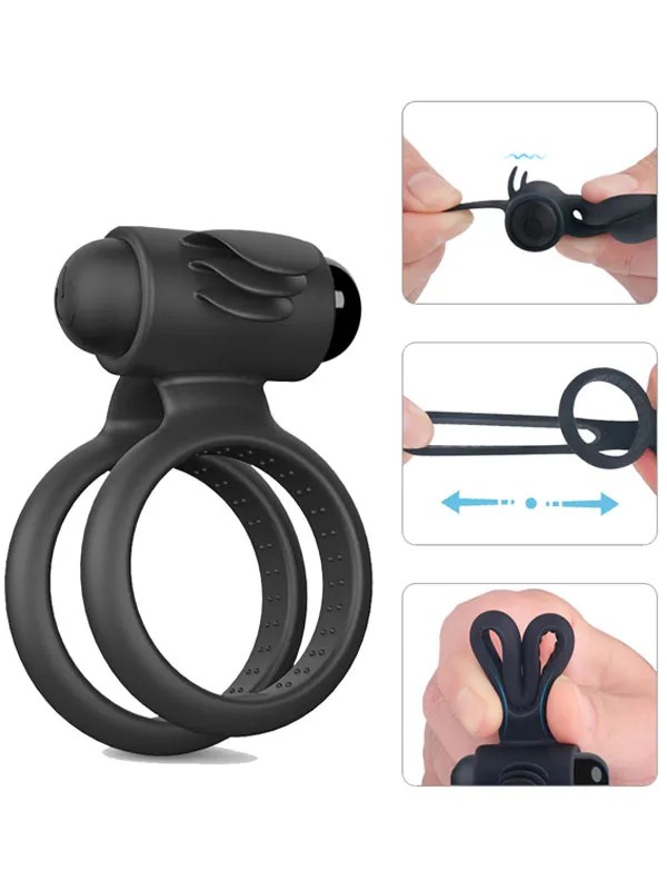 Shop You Klitoris Uyarıcılı Çift Halkalı Titreşimli Penis Halkası