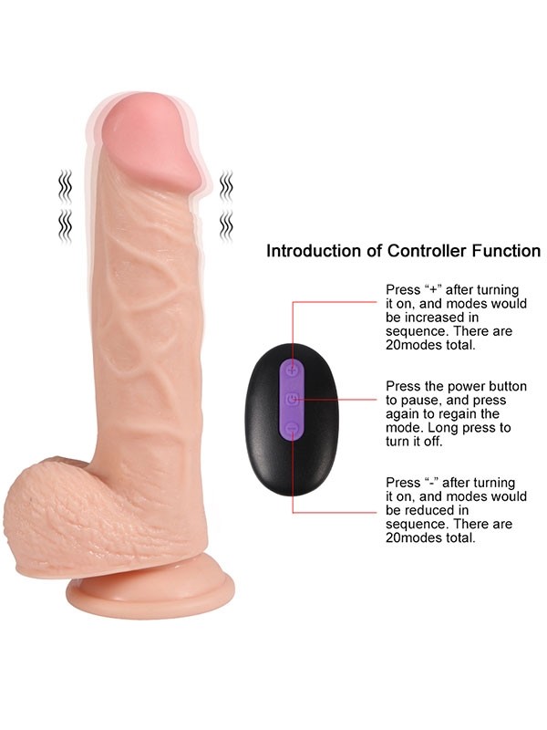 10 Titreşim Modlu Şarjlı Uzaktan Kumandalı Titreşimli Realistik Dildo 19 cm