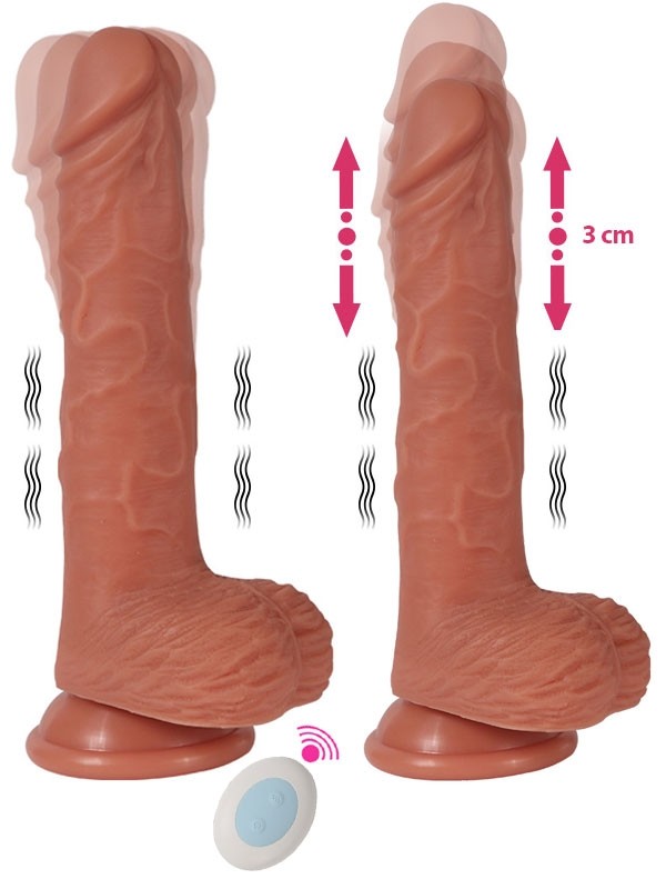 6 Titreşim Modlu Süper Realistik İleri Geri Hareketli Döner Başlı Şarjlı Realistik Dildo 22 cm