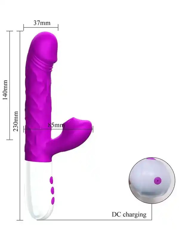 Güçlü 7 Titreşim ve 3 İtme Modlu İleri Geri Hareketli Isıtmalı ve Emme Modlu Şarjlı Rabbit Vibratör