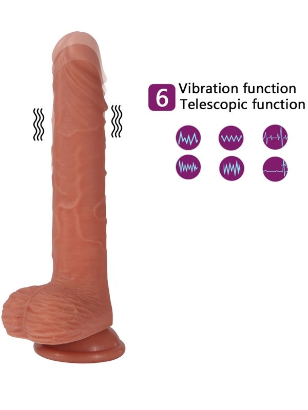 6 Titreşim Modlu Süper Realistik İleri Geri Hareketli Döner Başlı Şarjlı Realistik Dildo 22 cm