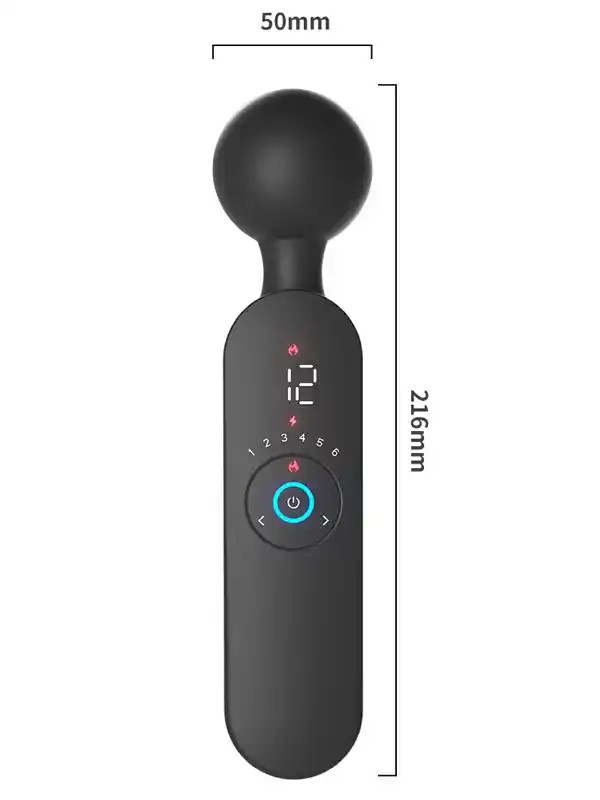 12 Titreşim Modlu Isıtmalı Şarjlı 12 Titreşim Modlu Wand LCD Ekranlı Vibratör 22 cm