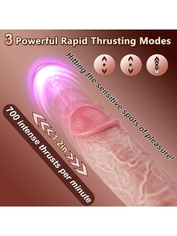 10 Titreşim Modlu Ultra Realistik Isıtma İleri Geri ve Dönme Fonksiyonlu Gerçekçi Vibratör 21 cm XXL