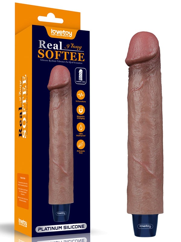 9″ REAL SOFTEE Rechargeable Silicone Vibrating Dildo