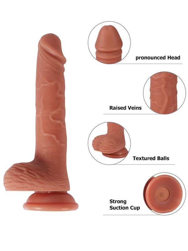 6 Titreşim Modlu Süper Realistik İleri Geri Hareketli Döner Başlı Şarjlı Realistik Dildo 22 cm