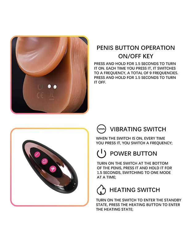 9 Titreşim Modlu NOXXX İleri Geri Hareketli Isıtmalı Şarjlı Dildo 25 cm