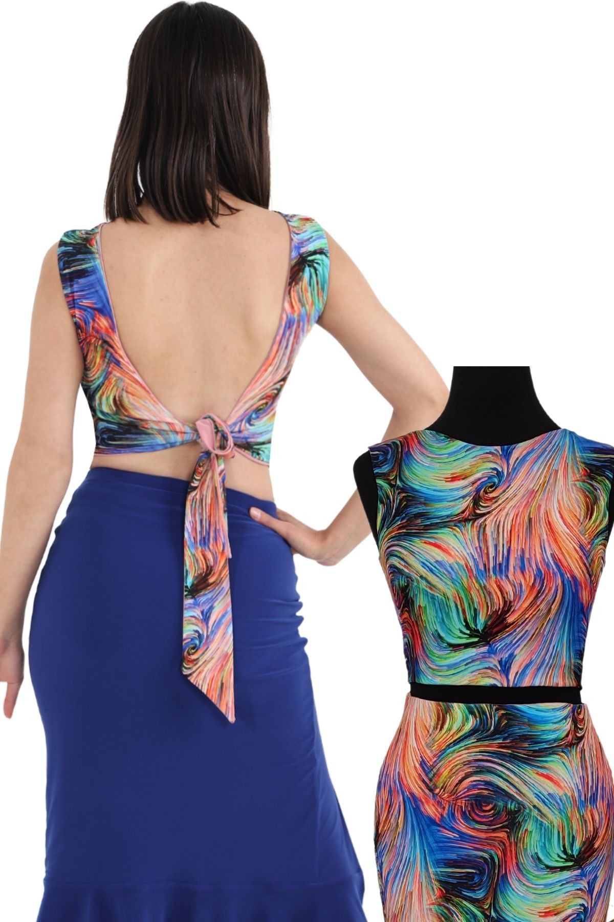 Tie-Back Crop Top for Summer Wear - abstract