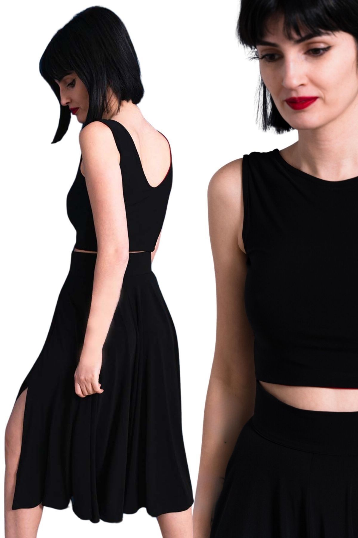 Backless Crop Blouse for Dance and Tango - black matte