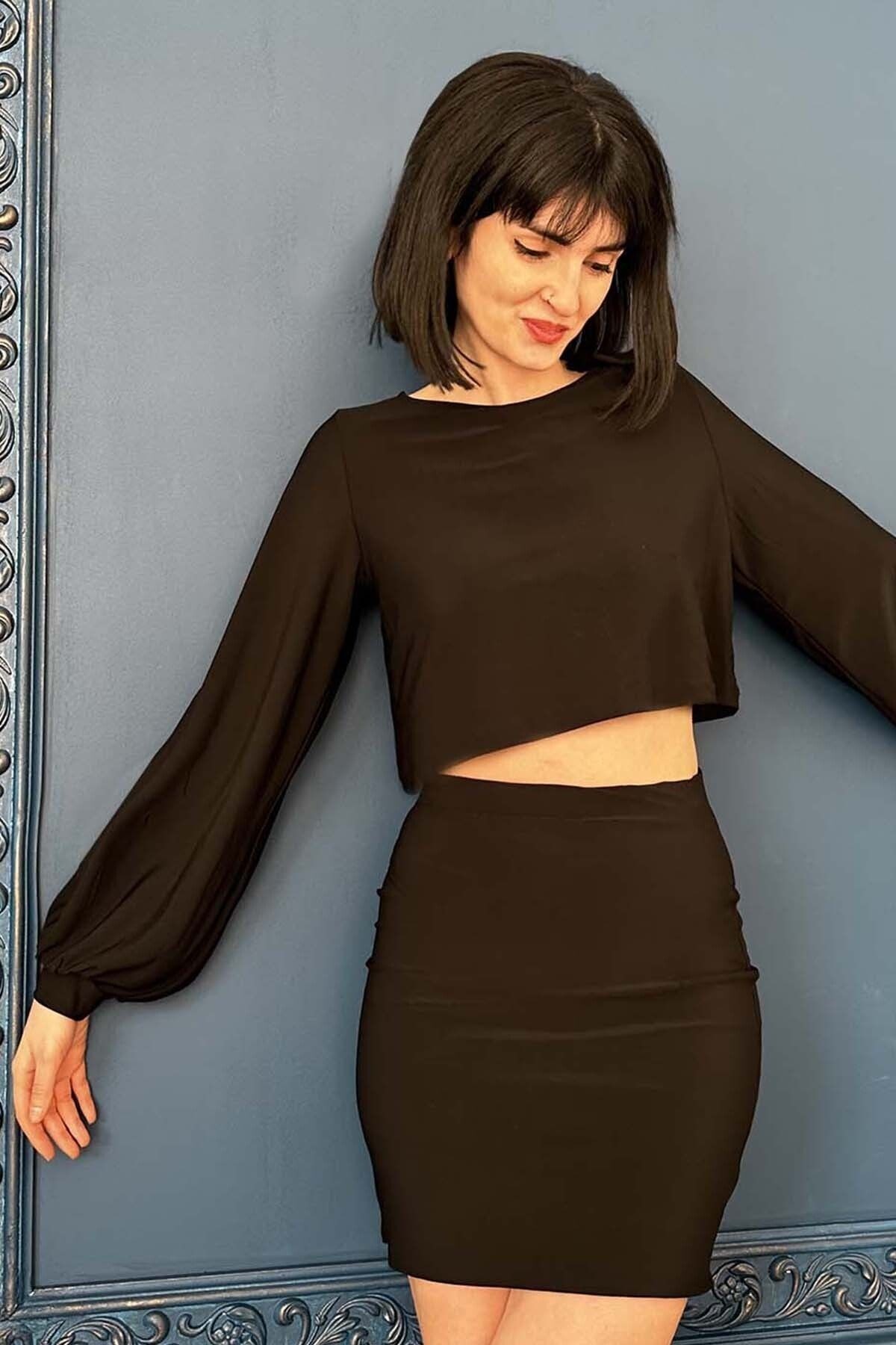 Cropped Top mit Puffärmeln für Damen