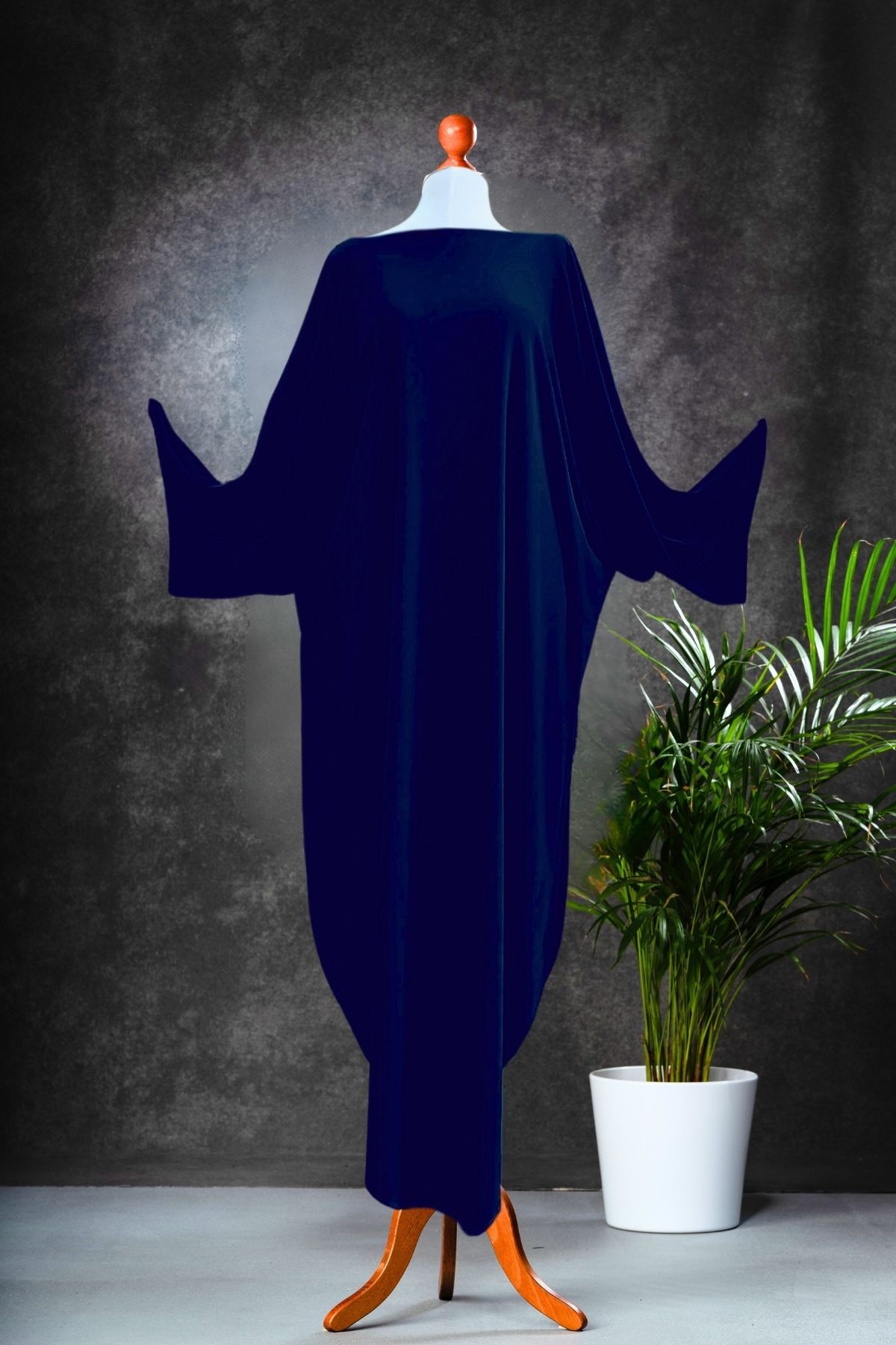 Langes Oversize-Maxi-Kleid mit Seitlichem Schlitz und V-Ausschnitt für Damen - Blau