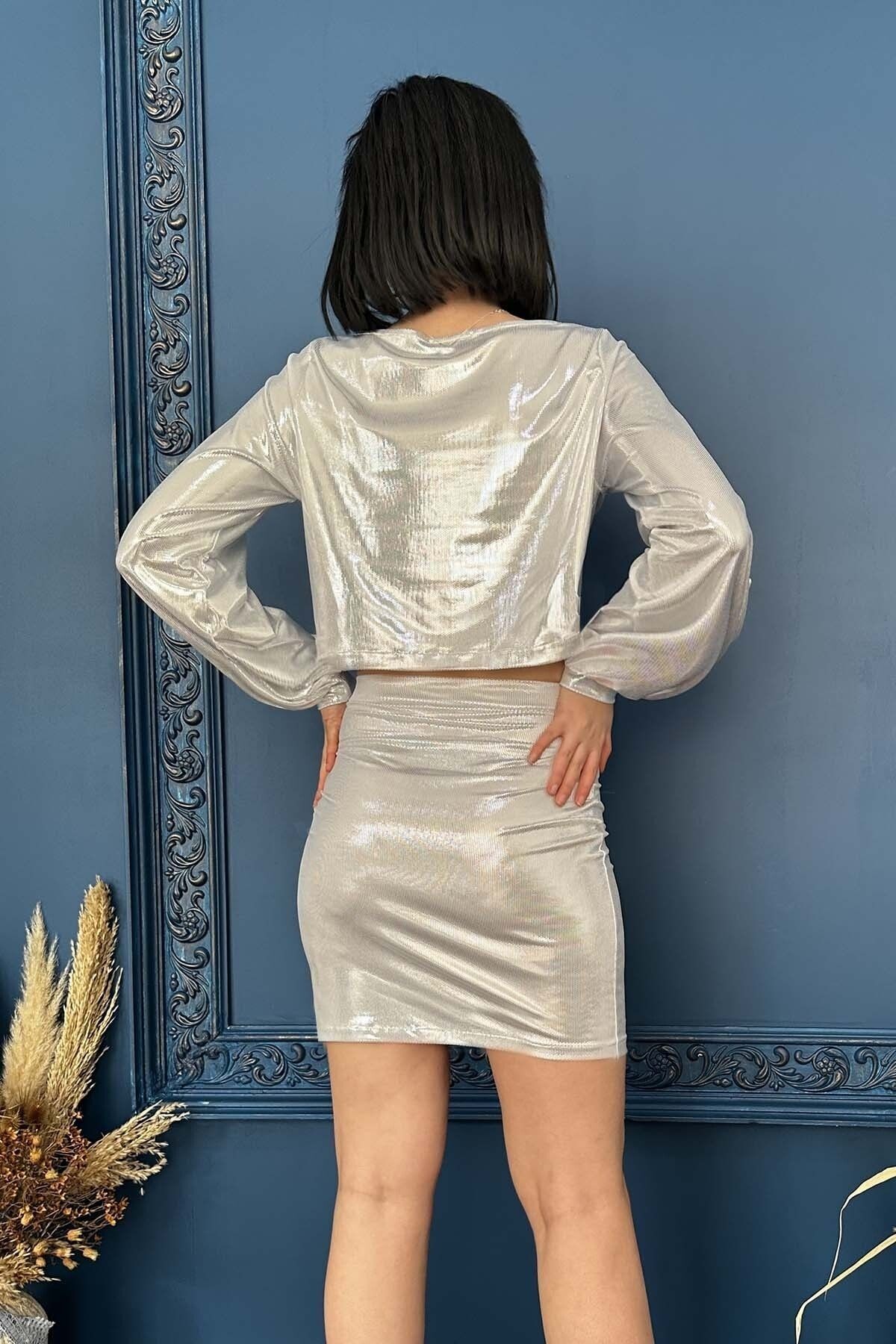 Shiny Mini Skirt for Evening Wear