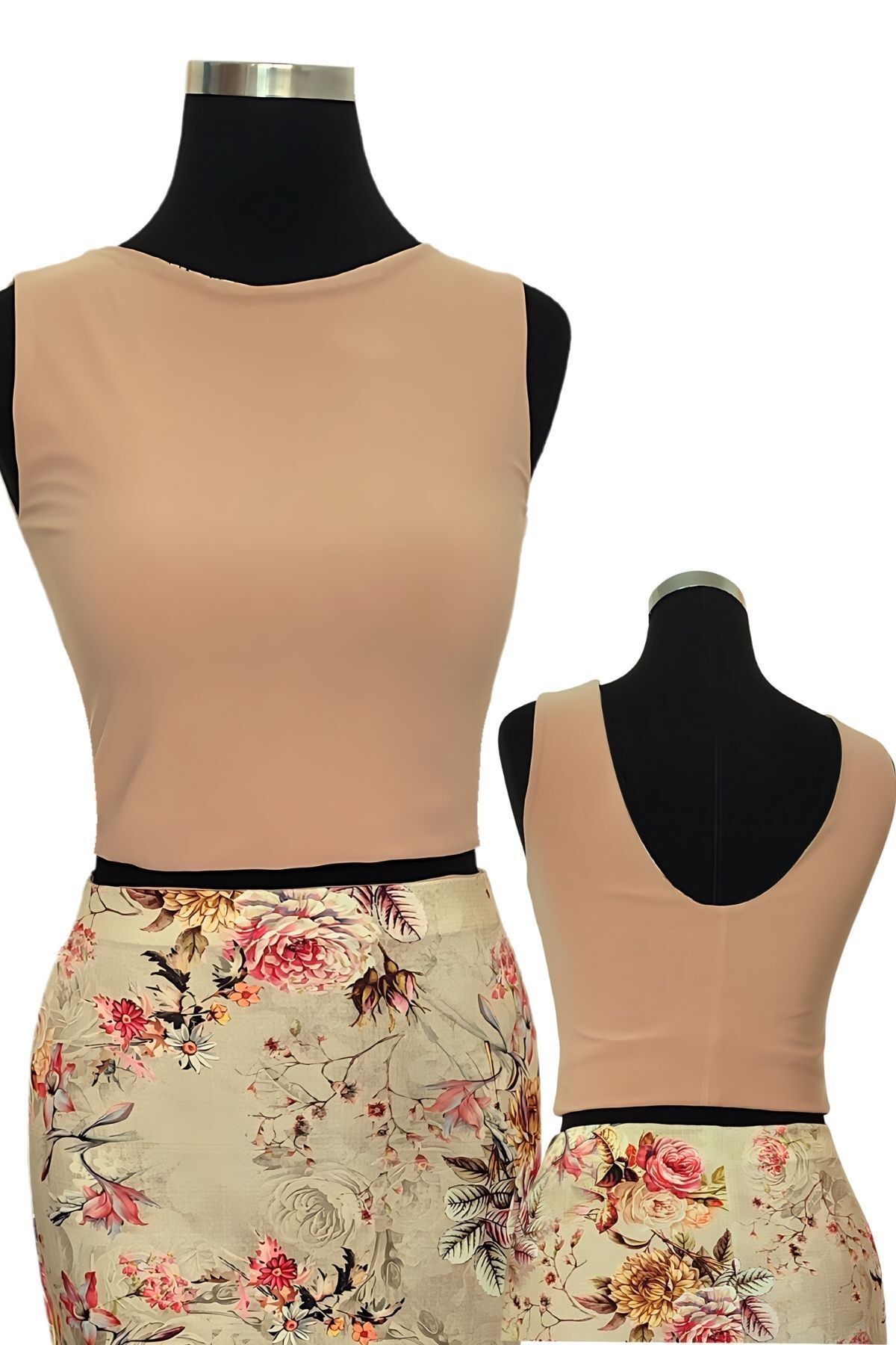 Backless Crop Blouse for Dance and Tango - beige