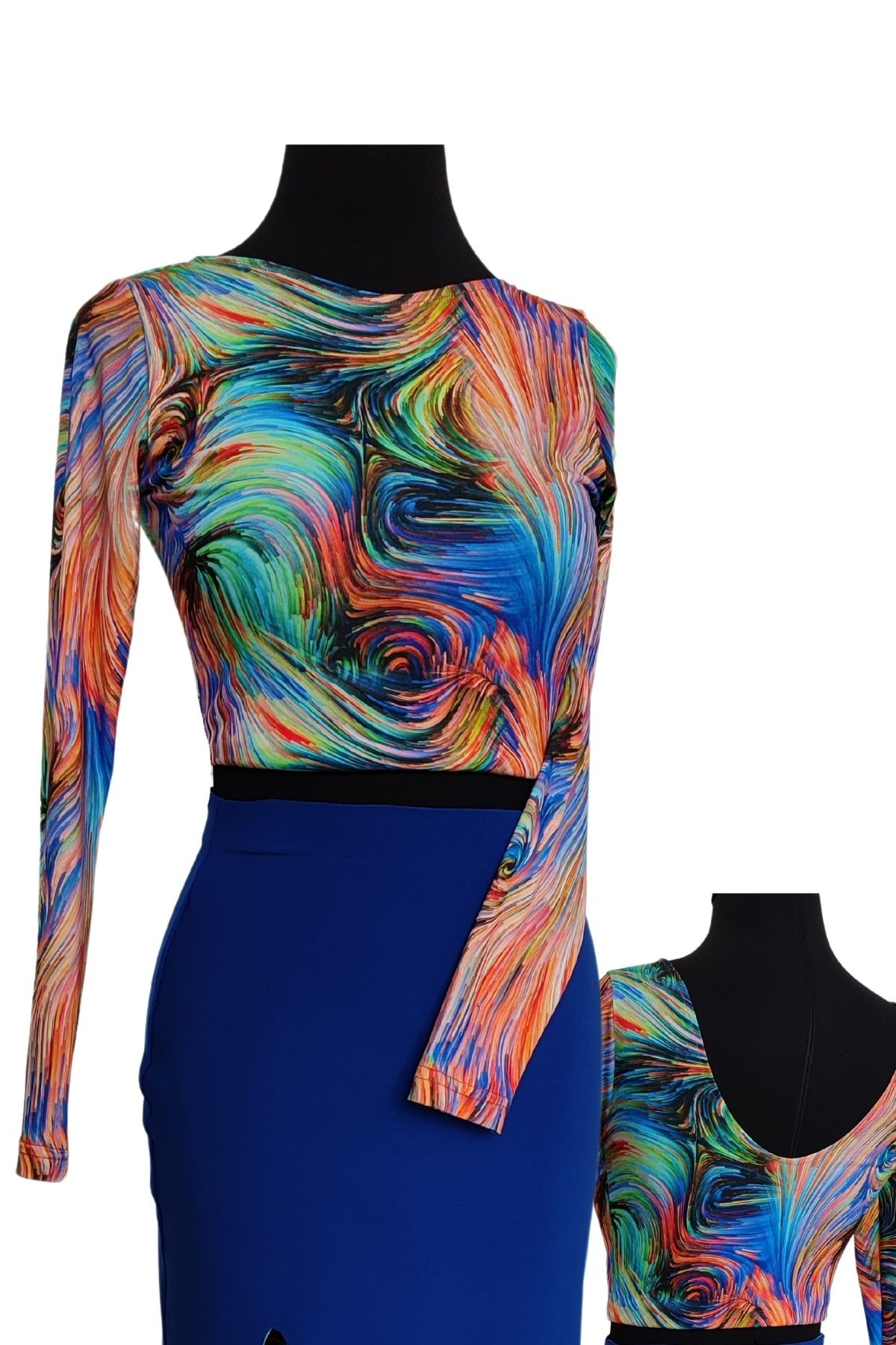 Long Sleeve Crop Blouse for Dance - abstract