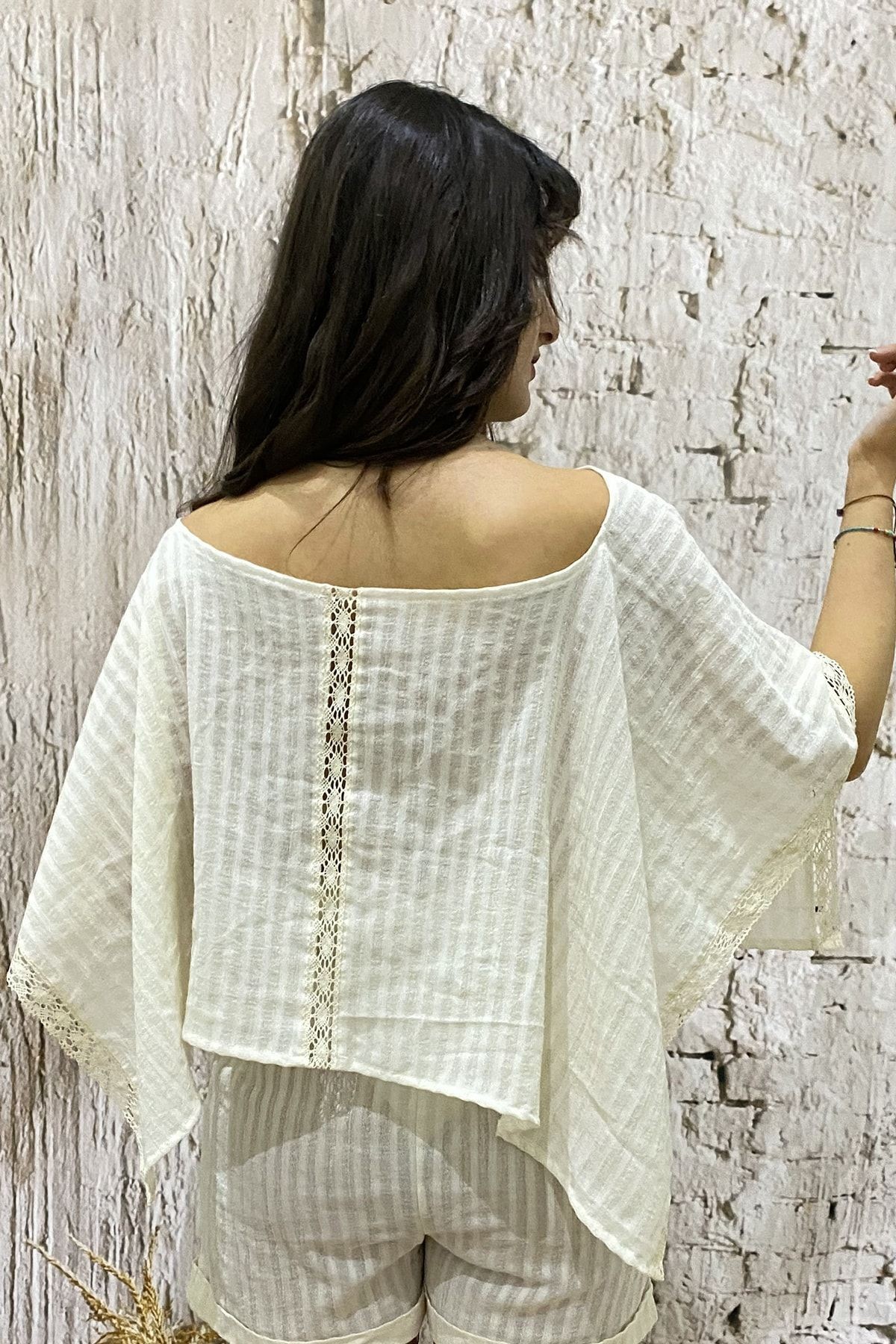 Poncho de Verano de Tela Şile para Mujer