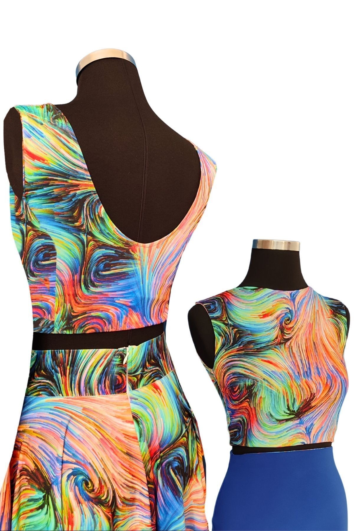 Backless Crop Blouse for Dance and Tango - abstract