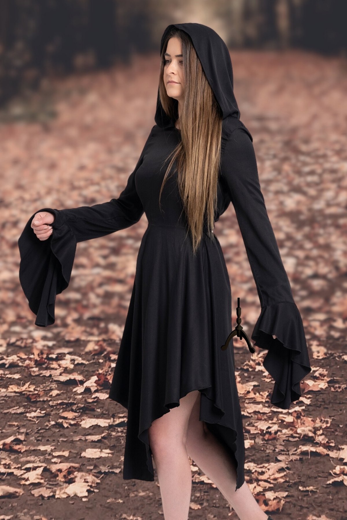 Hooded Asymmetrical Waist Dress