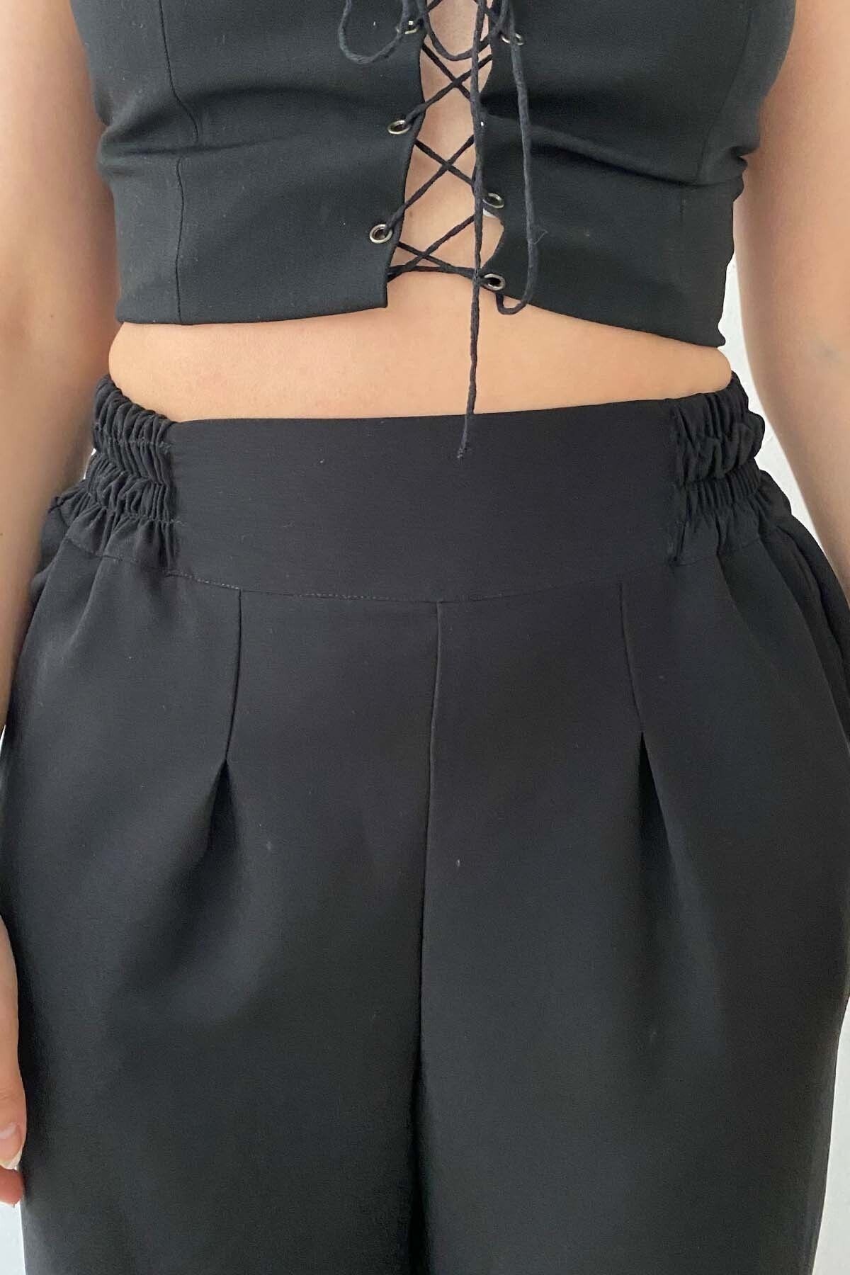 Weit geschnittene High-Waist-Hose mit Raffung für Damen