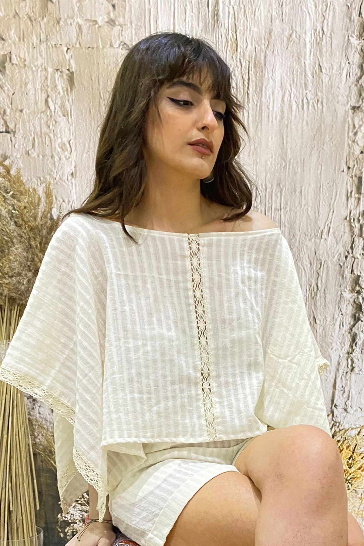 Poncho de Verano de Tela Şile para Mujer