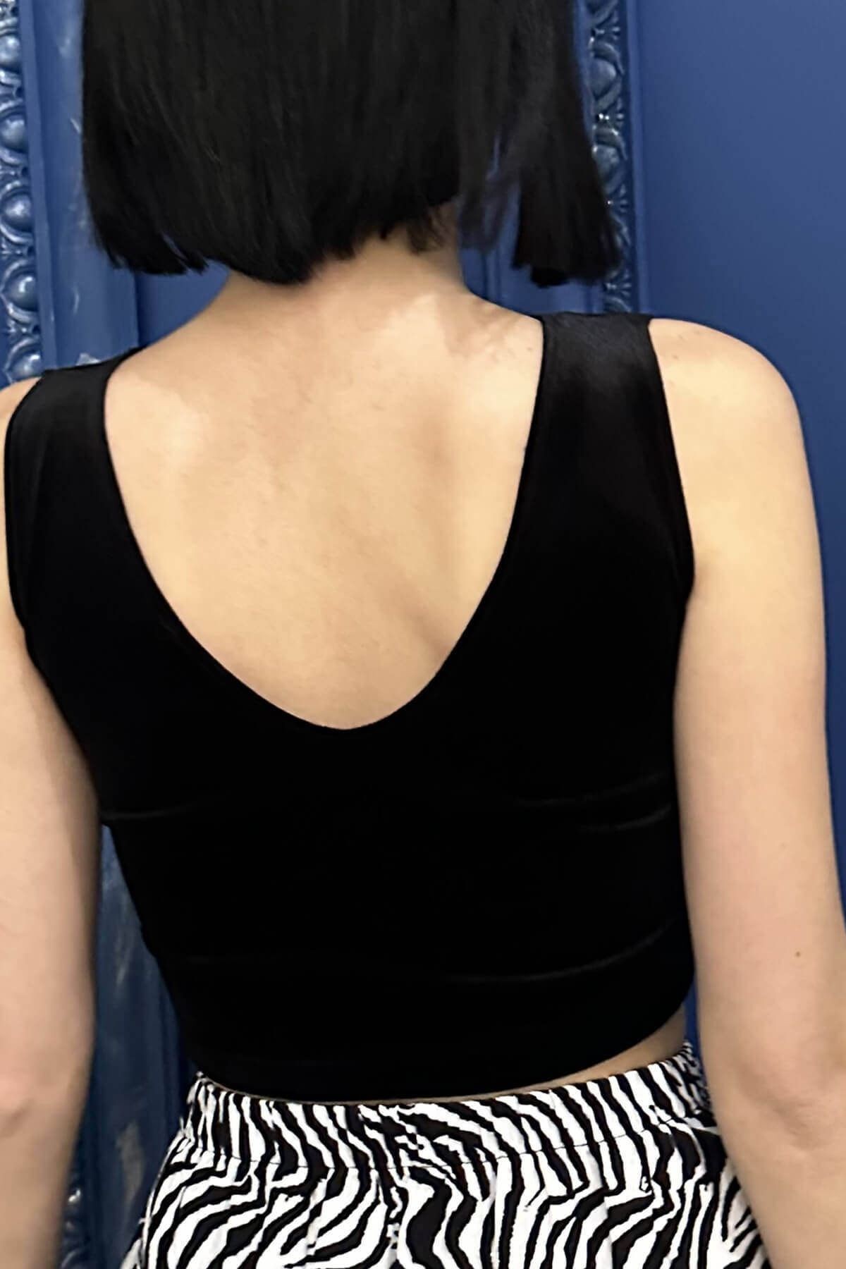 Backless Crop Blouse for Dance and Tango - black