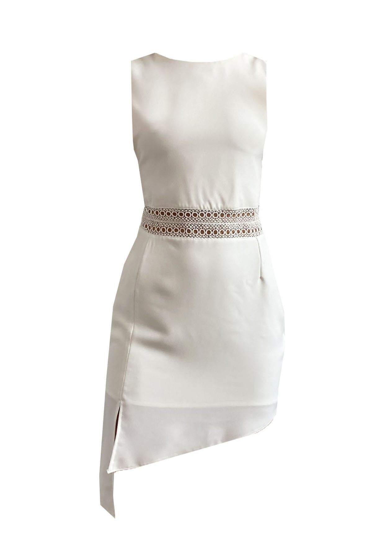 Abito da Sposa in Pizzo con Spacco Incrociato in Lycra