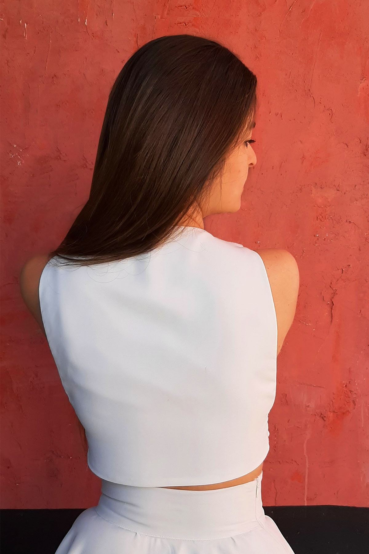 Bustier Crop con Corte Lateral para Mujer
