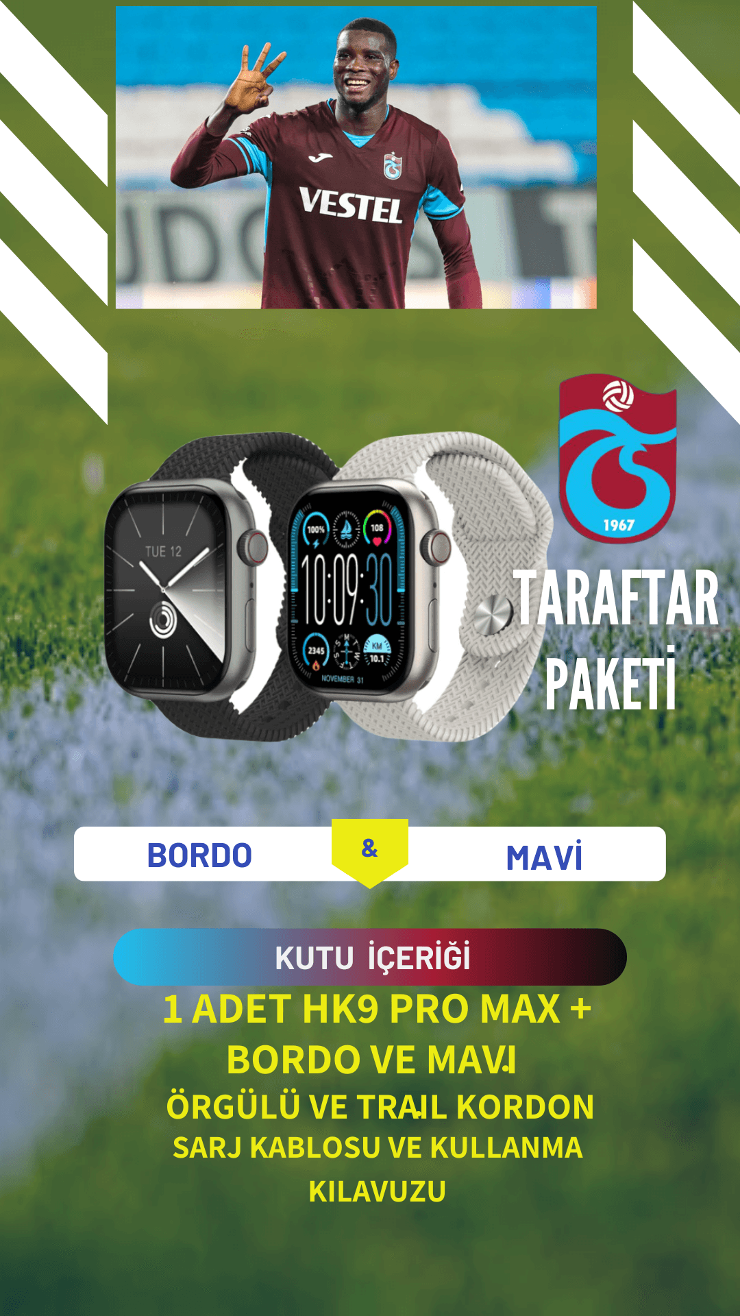 Watch Hk9 Pro max +  Trabzonspor Taraftar paketi  - 4 Kordon