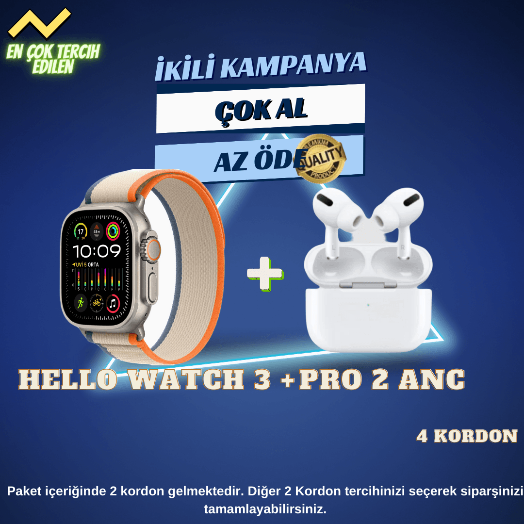 HELLO WATCH 3 PLUS  + PRO 2.NESİL ANC  PREMİUM