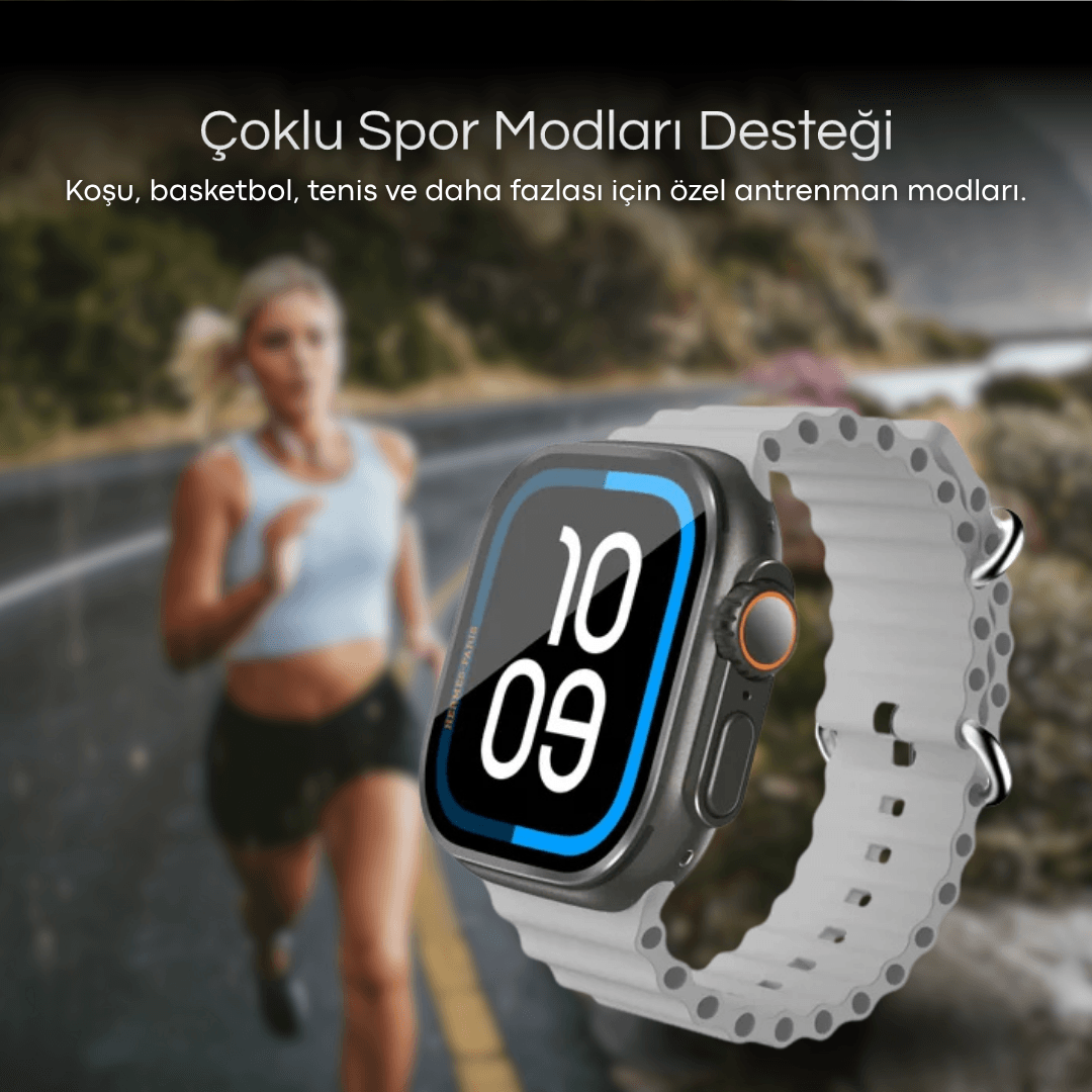 Aggiy Watch Ultra 3 Max (Suya dayanıklı-Süper Amoled-Yapay Zeka-Çift Çekirdek )- 3 Kordon