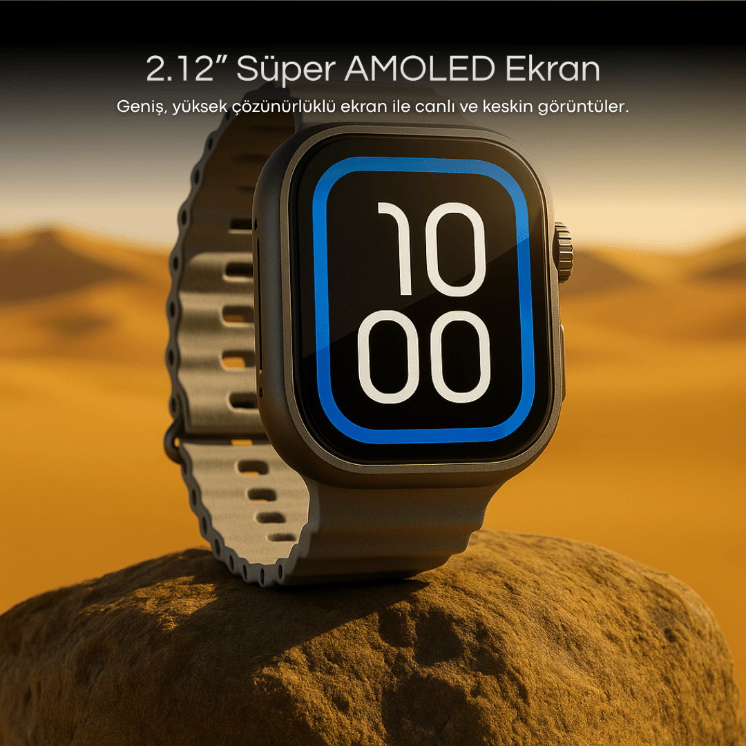 Aggiy Watch Ultra 3 Max (Suya dayanıklı-Süper Amoled-Yapay Zeka-Çift Çekirdek )- 3 Kordon