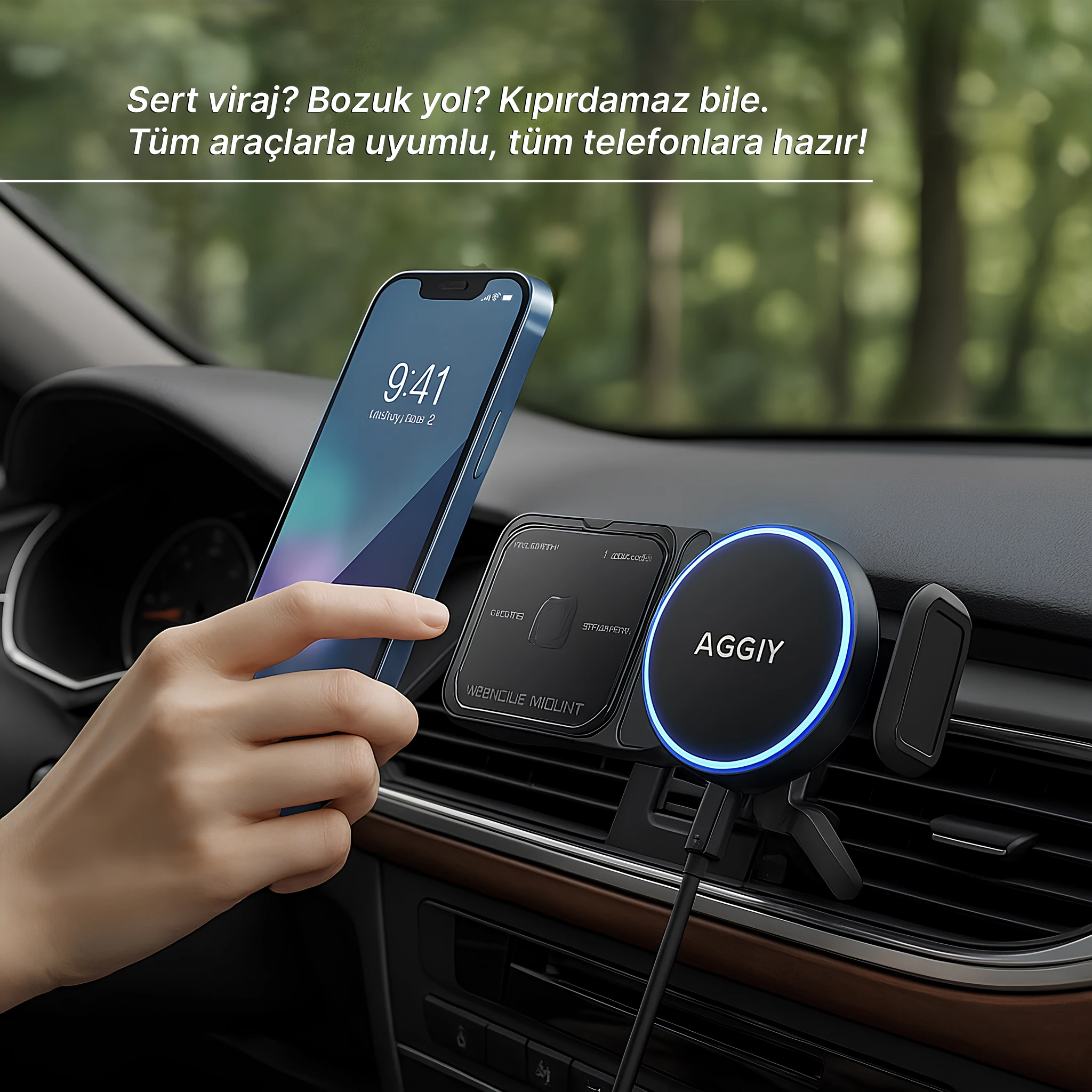 15W Magsafe Wireless Kablosuz Şarj Araç Magnetic Telefon Tutucu