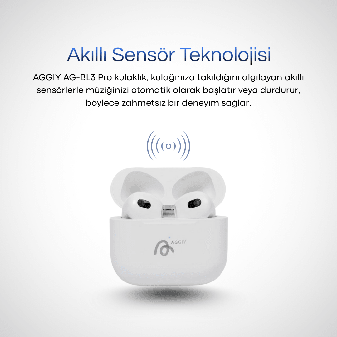 AGGIY 3.nesil  Bluetooth Kulaklık -Kılıf hediyeli