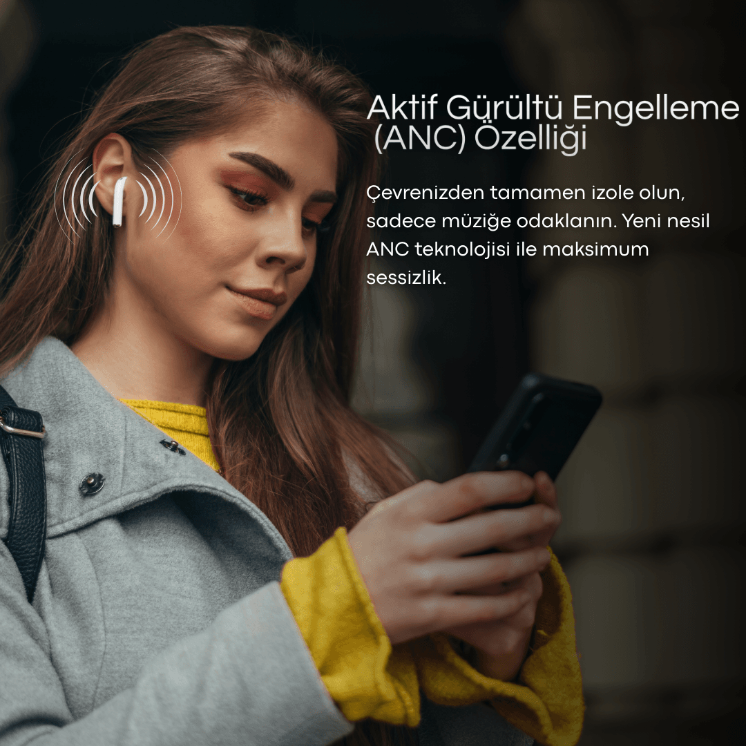 Air 4.Nesil ANC Premium Bluetooth Kulaklık 2025 Özel Seri  (Şeffaf kılıf hediye) Geliştirilmiş Mikrofon  ve Ses kalitesi