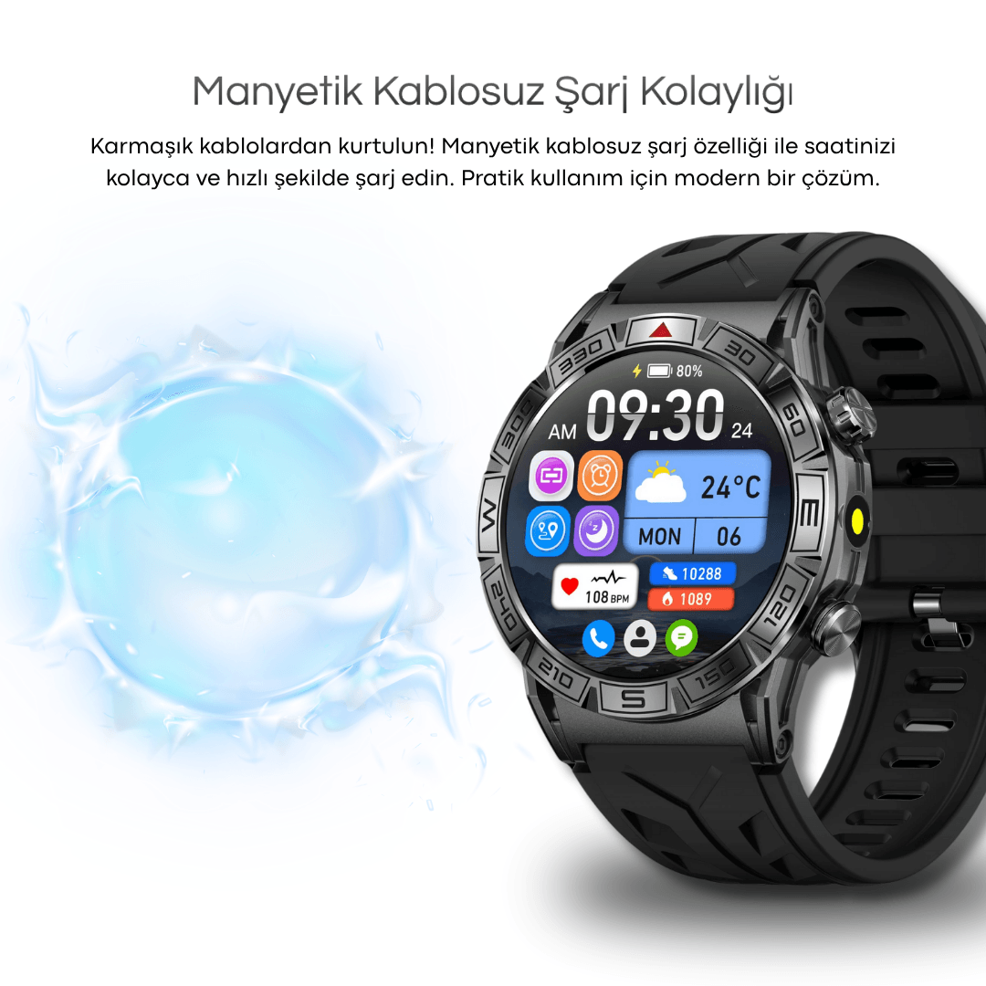 Aggiy Watch Prime - 2 kordon - 7 gün kullanım süresi uzun süreli batarya