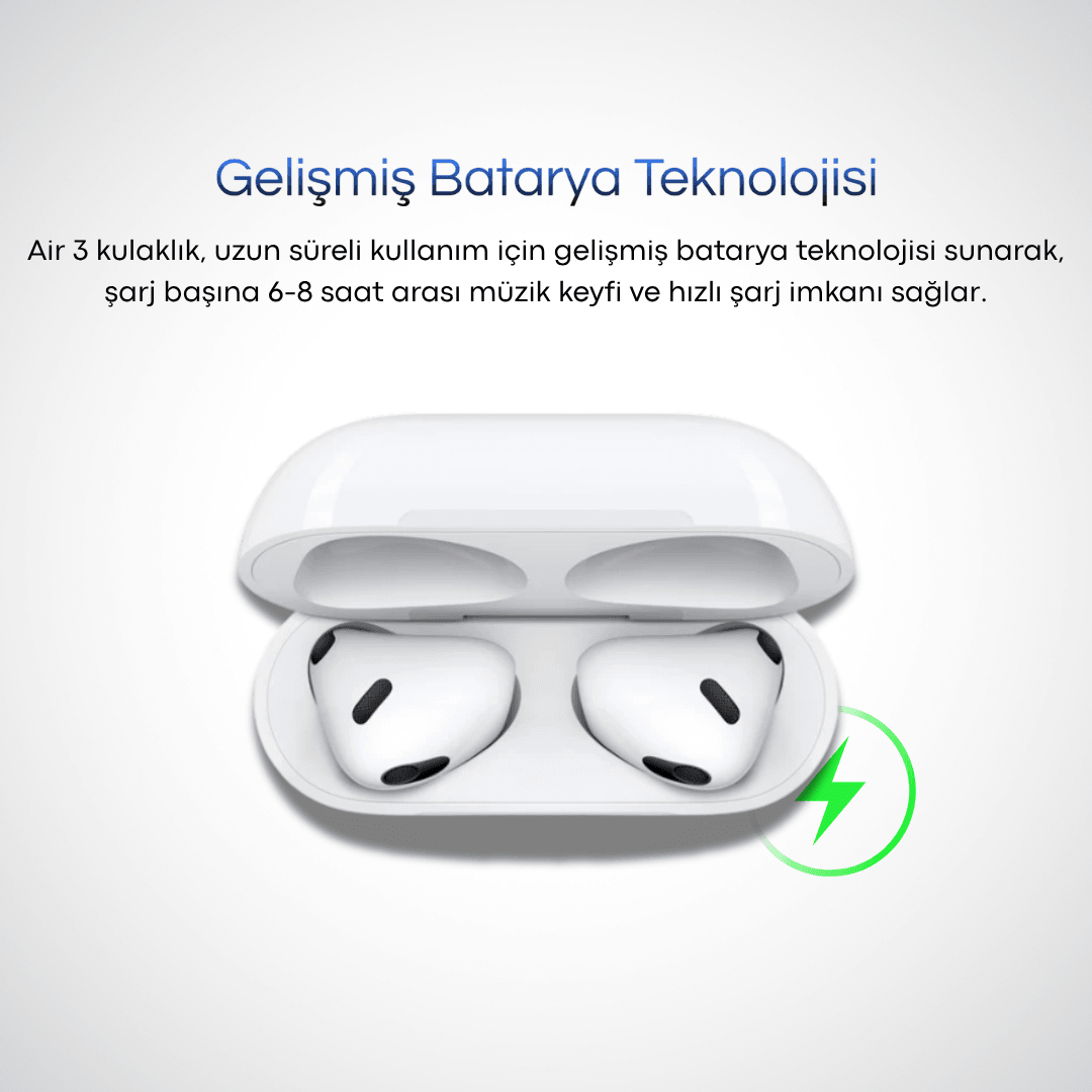 3.NESİL BLUETOOTH KULAKLIK (Şeffaf kılıf hediye)